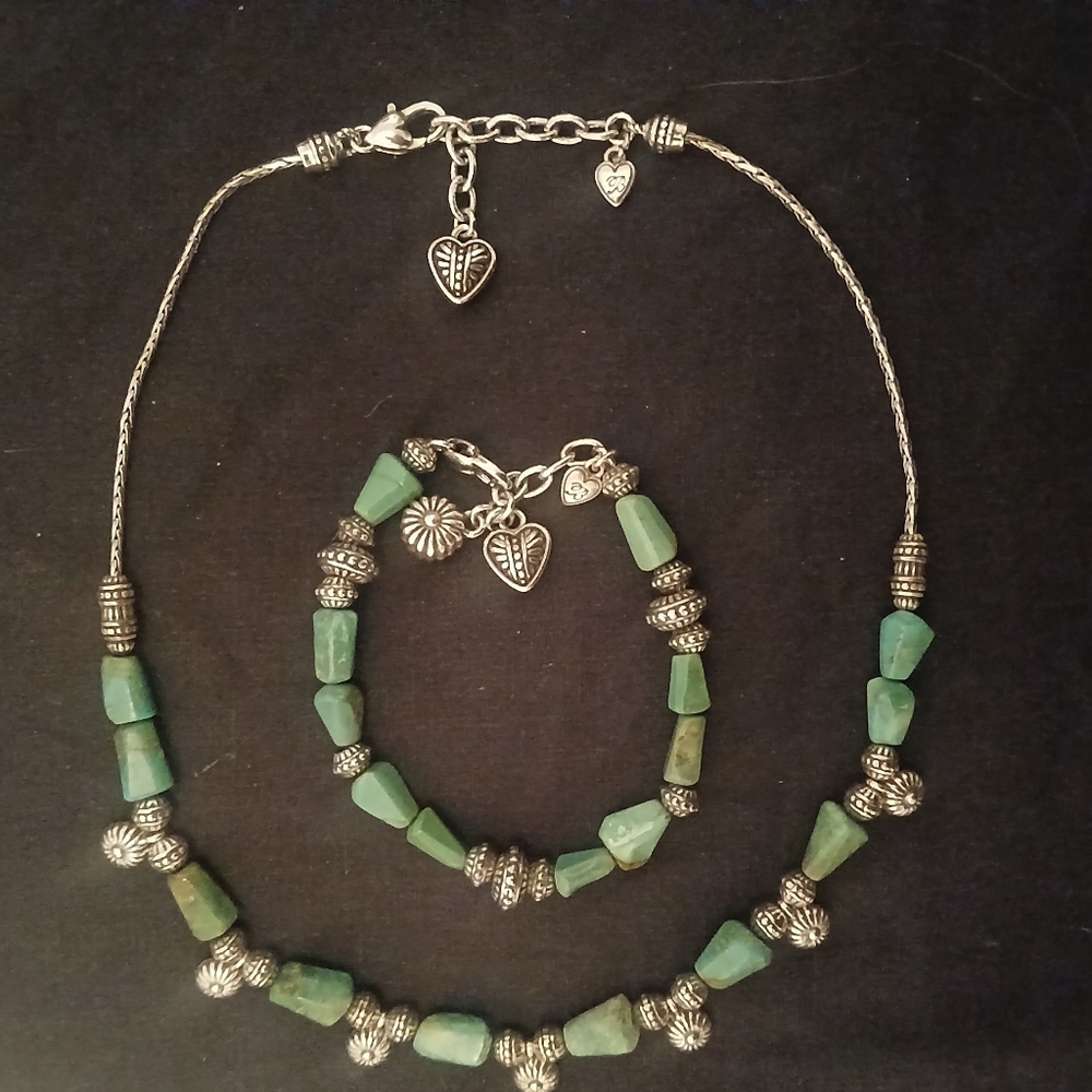 Brighton Green Beaded Necklace and Bracelet Set